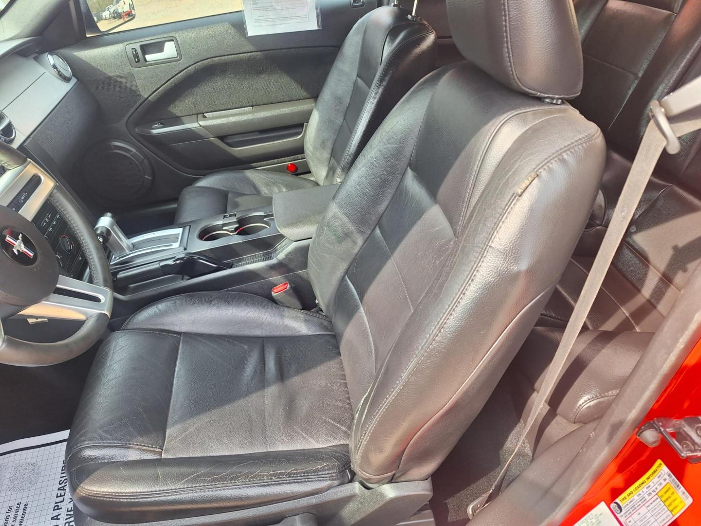 2009 RED /Black Leather FORD MUSTANG BASE V6 Coupe (1ZVHT80N595) with an 4.0L V6 SOHC 12V engine, located at 900 East Davis Street, Conroe, TX, 77301, (936) 539-9909, 30.314880, -95.446770 - Photo#11